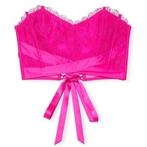 NWT Victoria’s Secret pink hearts bustier corset lace top BRAND NEW!
